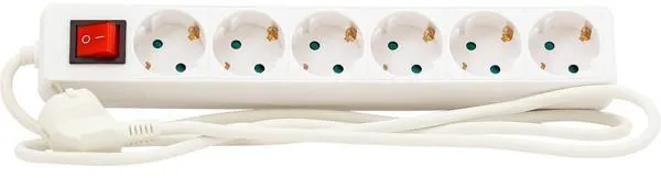 Grenudtag med afbryder 6 stik med jord 1,5m 3G1